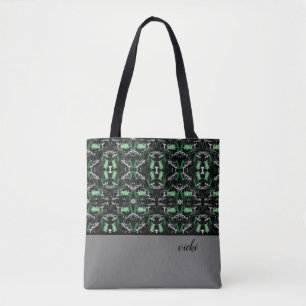 Green und Grey Paint Spritzer Mit Monogramm Tasche