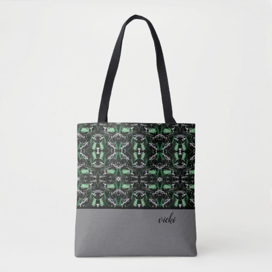 Green und Grey Paint Spritzer Mit Monogramm Tasche (Vorderseite)