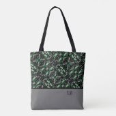 Green und Grey Paint Spritzer Mit Monogramm Tasche (Rückseite)