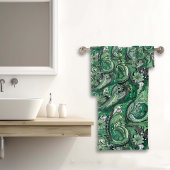 Green und Grey Paisley Pattern Badhandtuch Set