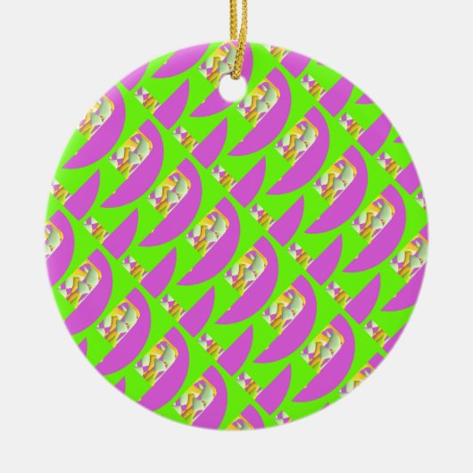 Green und hell lila Muster Card Keramik Ornament (Vorne)
