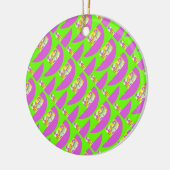 Green und hell lila Muster Card Keramik Ornament (Links)