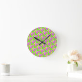 Green und hell lila Muster Compact Mi Runde Wanduhr (Zuhause)