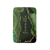 Green und Imitate Gold Glitzer Marble Agate Badematte (Vorderseite Vertikal)