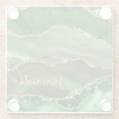 Green und Imitate Gold Glitzer Marble Agate Glasuntersetzer (Rückseite)