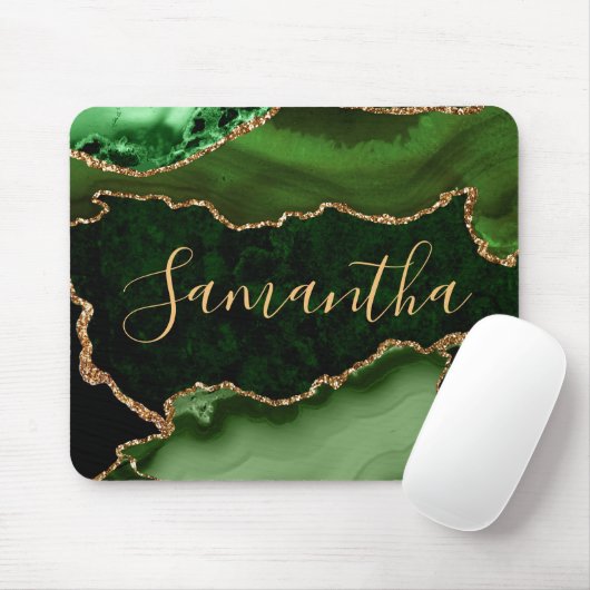 Green und Imitate Gold Glitzer Marble Agate Mousepad (Mit Mouse)