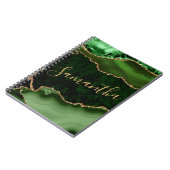 Green und Imitate Gold Glitzer Marble Agate Notizblock (Linke Seite)