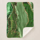 Green und Imitate Gold Glitzer Marble Agate Sherpadecke (Vorderseite)