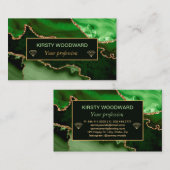 Green und Imitate Gold Glitzer Marble Agate Visitenkarte (Vorne/Hinten)