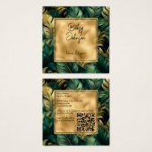 Green und Imitats Gold Monstera Verlasst Visitenka (Vorne & Hinten)