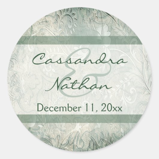 Green und Ivory Floral Umschlag Aufkleber (Vorderseite)