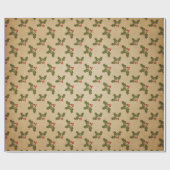 Green und Kraft Retro Christmas Geschenkpapier (Flach)