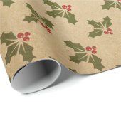 Green und Kraft Retro Christmas Geschenkpapier (Rolleneckpunkt)