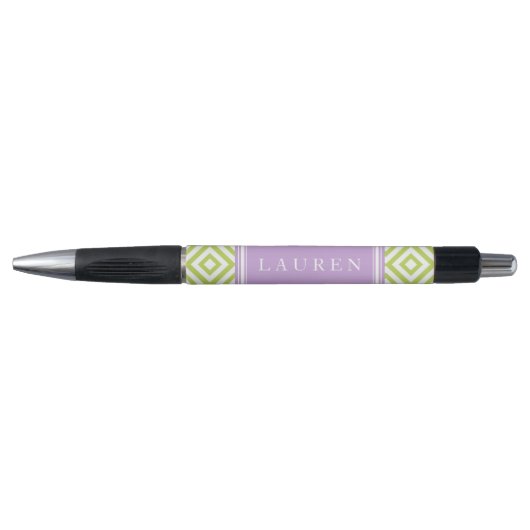 Green und Lavender Diamonds Muster Kugelschreiber (Vorderseite)