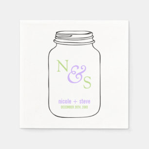 Green und Lavender Mason Jar Mit Monogramm Wedding Serviette