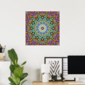 Green und Lila Abstrakt Mandala Poster (Heimbüro)