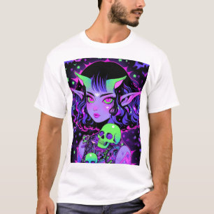 Green und Lila Alien Elf Anime Girl T-Shirt