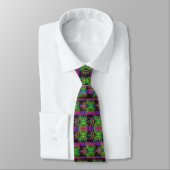 Green und Lila Neon Neck Tie Krawatte (Gebunden)