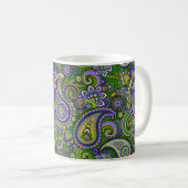 Green und Lila Paisley Kaffeetasse (VorderseiteRechts)