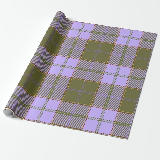 Green und Lila Tartan Kariert schottisch, nahtlos Geschenkpapier (Ungerollt)