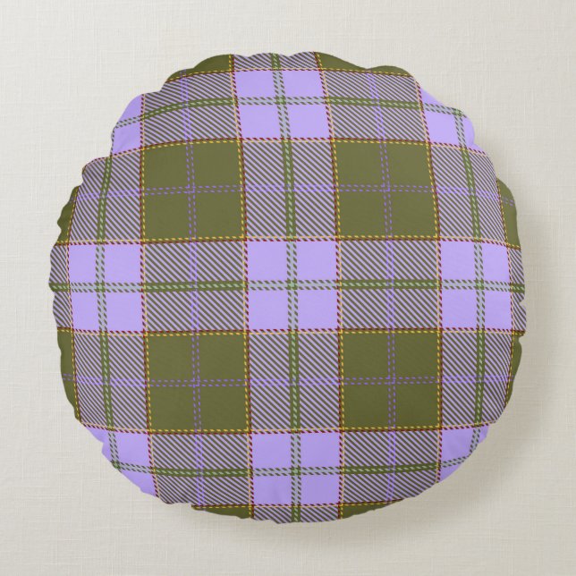 Green und Lila Tartan Kariert schottisch, nahtlos  Rundes Kissen (Vorderseite)