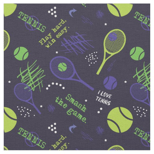 💚 Green und 💜 lila Tennismuster, kundenspezifisc Stoff (Nahaufnahme)