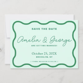 Green und Minze Wavy Retro Save The Date