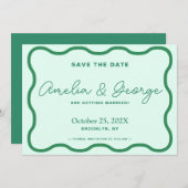 Green und Minze Wavy Retro Save The Date (Vorne/Hinten)