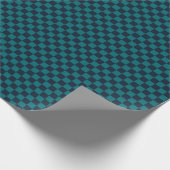 Green und Navy Blue Checkerboard Geschenkpapier (Ecke)