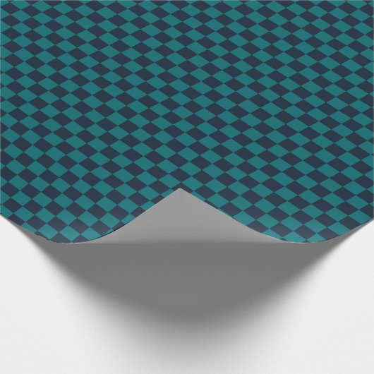 Green und Navy Blue Checkerboard Geschenkpapier (Ecke)