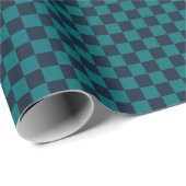 Green und Navy Blue Checkerboard Geschenkpapier (Rolleneckpunkt)