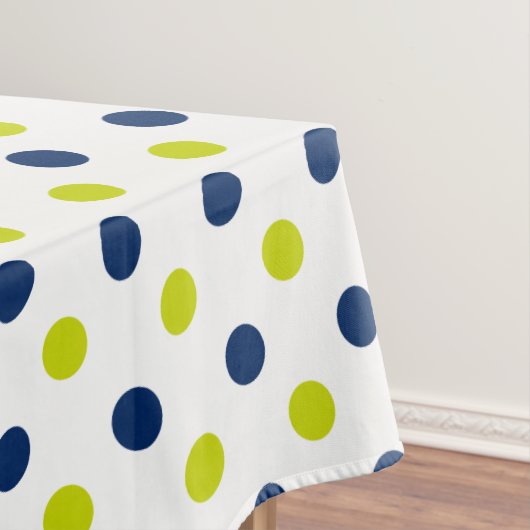 Green und Navy Blue Polka Punkte auf Weiß Tischdecke (Beispiel)