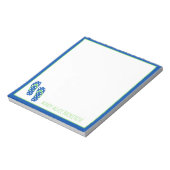 Green und Navy Polka Dot Drehe Flops Personalisier Notizblock (Rotiert)