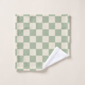 Green und Off White Checkerboard Badhandtuch Set (Waschlappen)