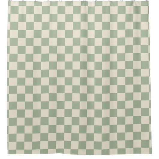 Green und Off White Checkerboard Duschvorhang (Vorderseite)