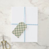 Green und Off White Checkerboard Geschenkanhänger (Mit Garn)