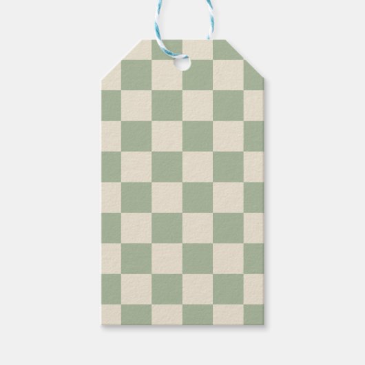 Green und Off White Checkerboard Geschenkanhänger (Vorderseite)