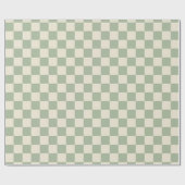 Green und Off White Checkerboard Geschenkpapier (Flach)