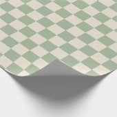 Green und Off White Checkerboard Geschenkpapier (Ecke)