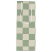 Green und Off White Checkerboard Geschenktüte Für Weinflaschen (Vorderseite)