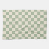Green und Off White Checkerboard Geschirrtuch (Horizontal)
