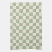 Green und Off White Checkerboard Geschirrtuch (Vertikal)