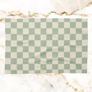 Green und Off White Checkerboard Geschirrtuch