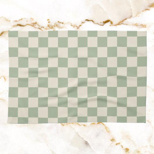 Green und Off White Checkerboard Geschirrtuch