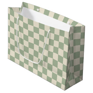 Green und Off White Checkerboard Große Geschenktüte