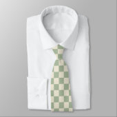 Green und Off White Checkerboard Krawatte (Gebunden)