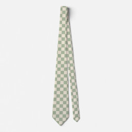 Green und Off White Checkerboard Krawatte