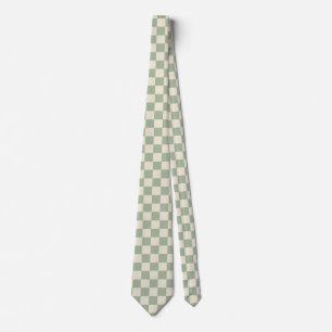 Green und Off White Checkerboard Krawatte