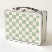 Green und Off White Checkerboard Metall Brotdose (Vorderseite)