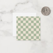 Green und Off White Checkerboard Mitteilungskarte (Vorderseite/Rückseite Beispiel)